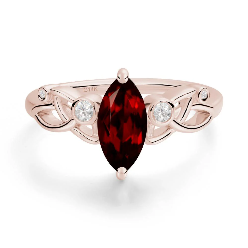 Marquise Cut Garnet Celtic Ring - Image 8