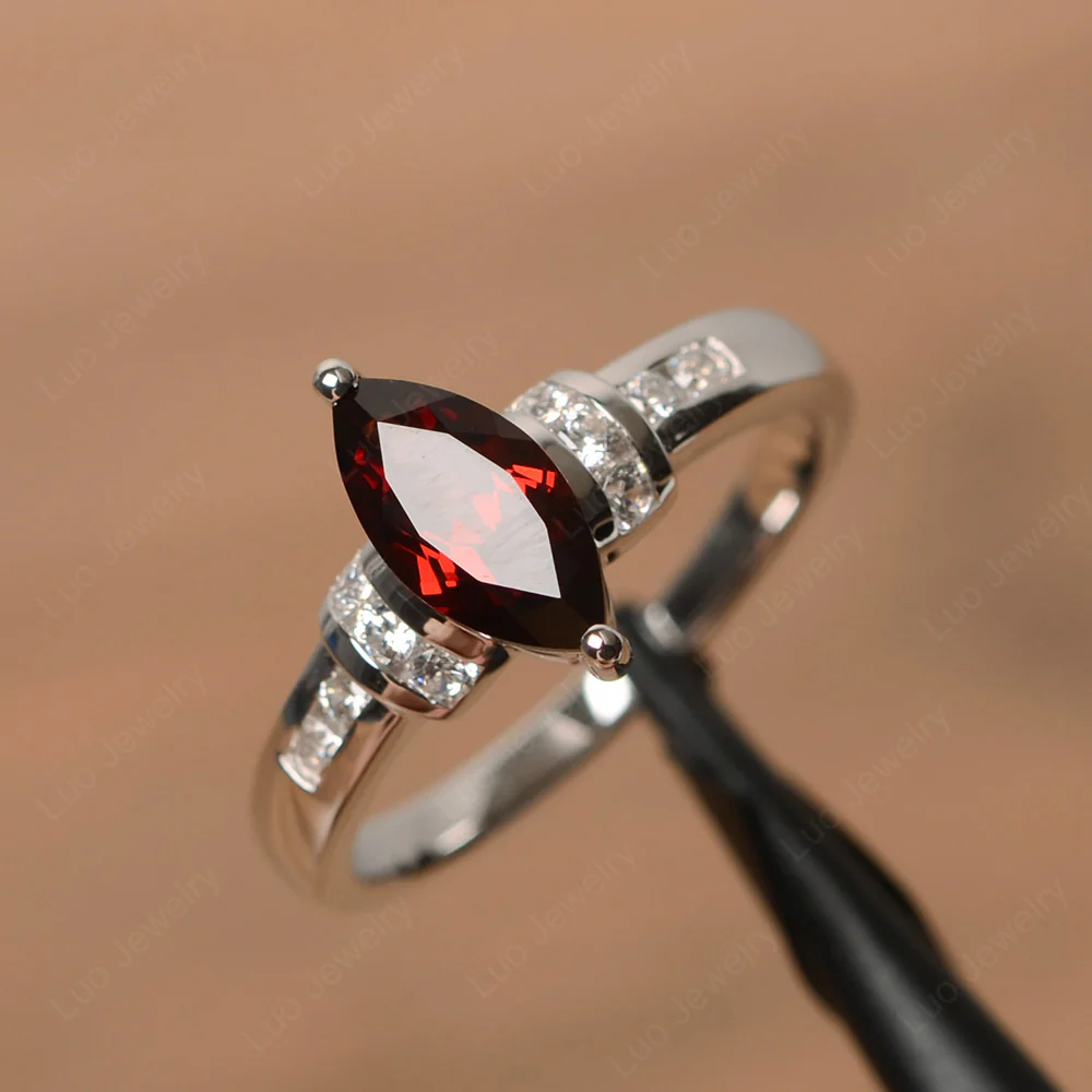 Marquise Cut Garnet Engagement Ring