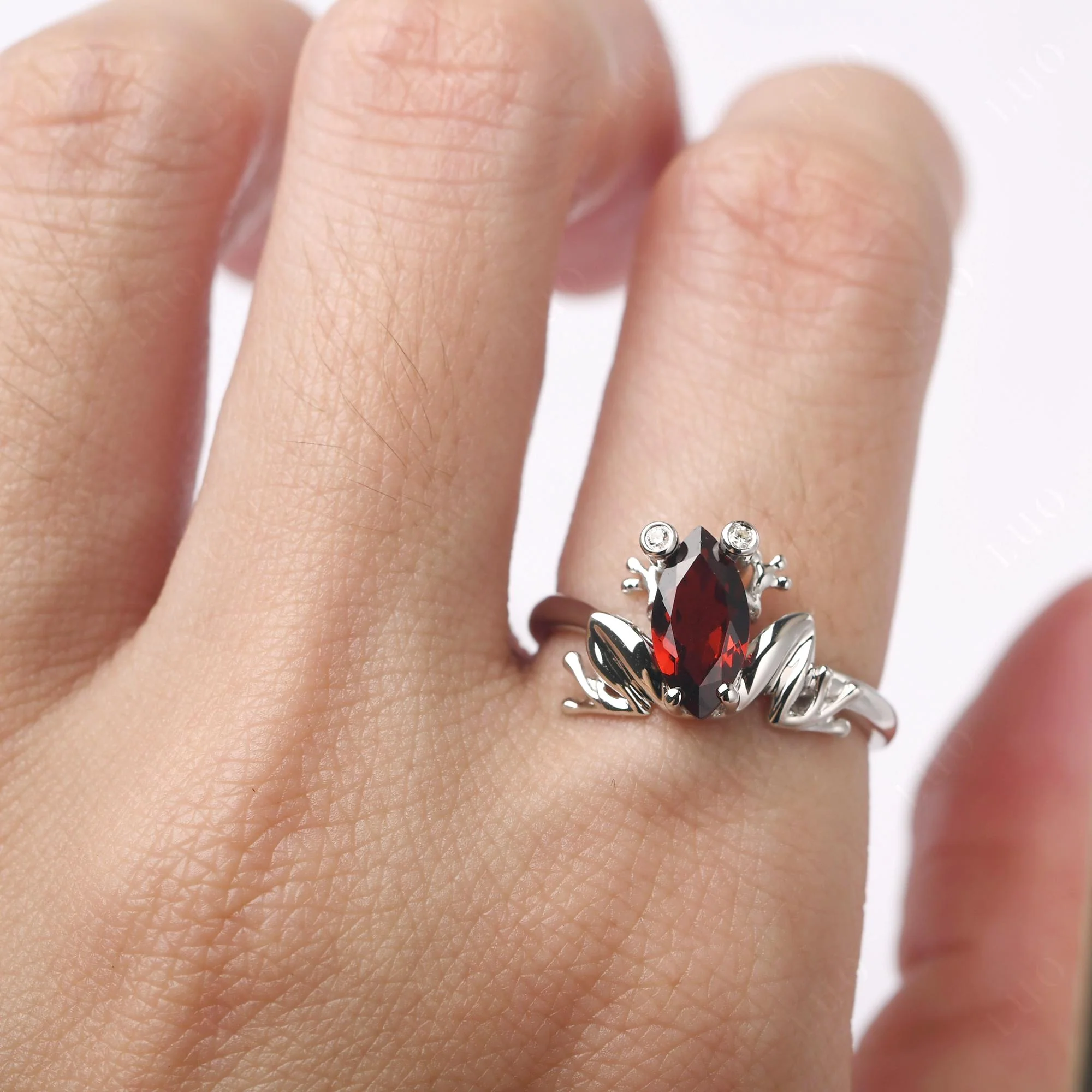 Marquise Cut Garnet Frog Ring - Image 14