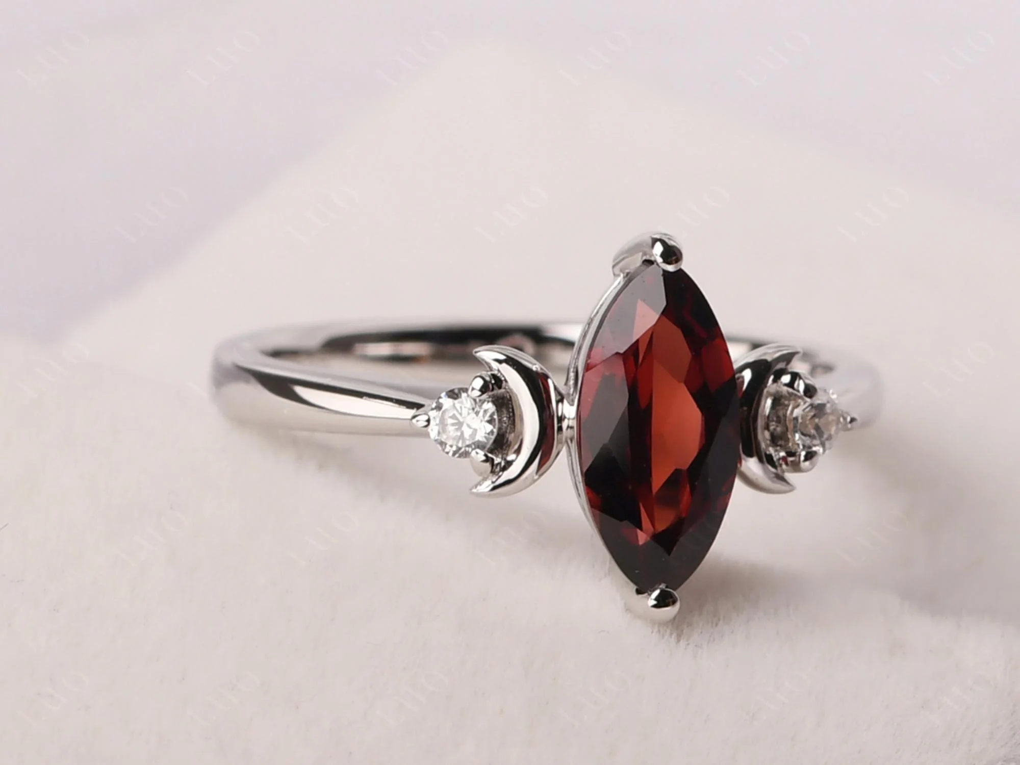 Moon Inspired Garnet Engagement Ring - Image 11