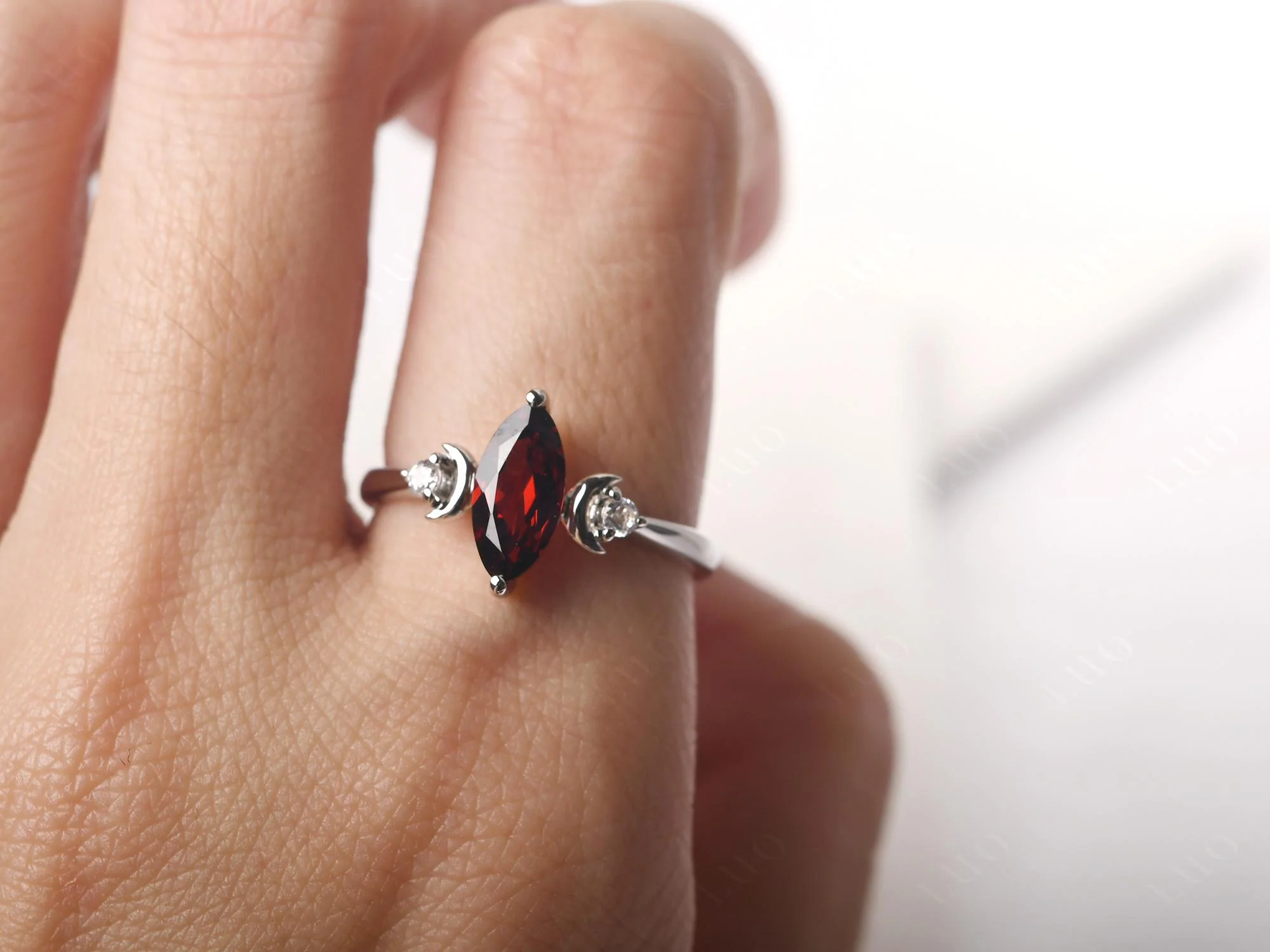 Moon Inspired Garnet Engagement Ring - Image 14