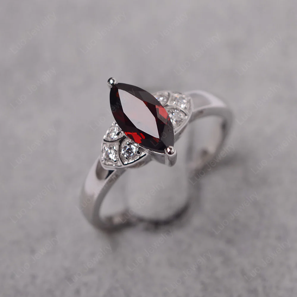 Marquise Cut Garnet Ring - Image 2