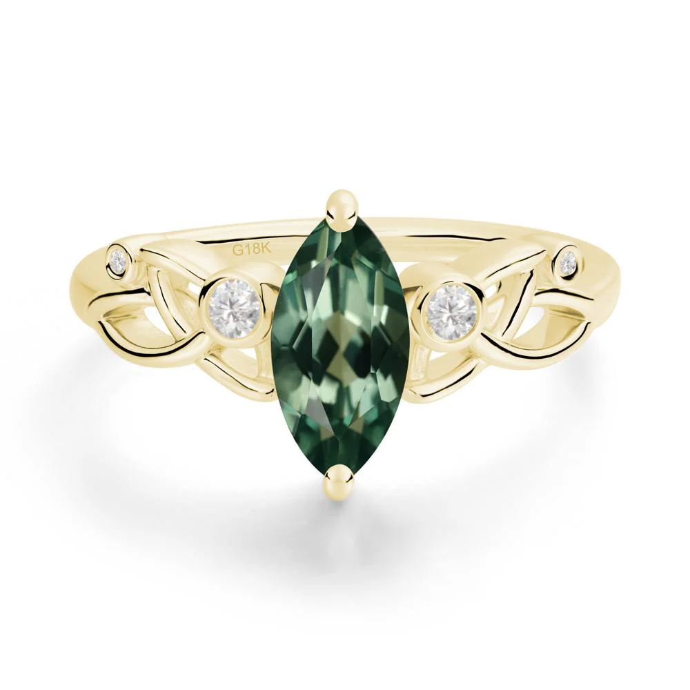 Marquise Cut Green Sapphire Celtic Ring - Image 3