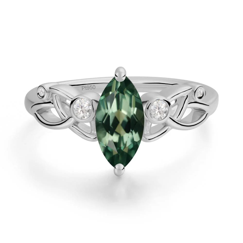 Marquise Cut Green Sapphire Celtic Ring - Image 4