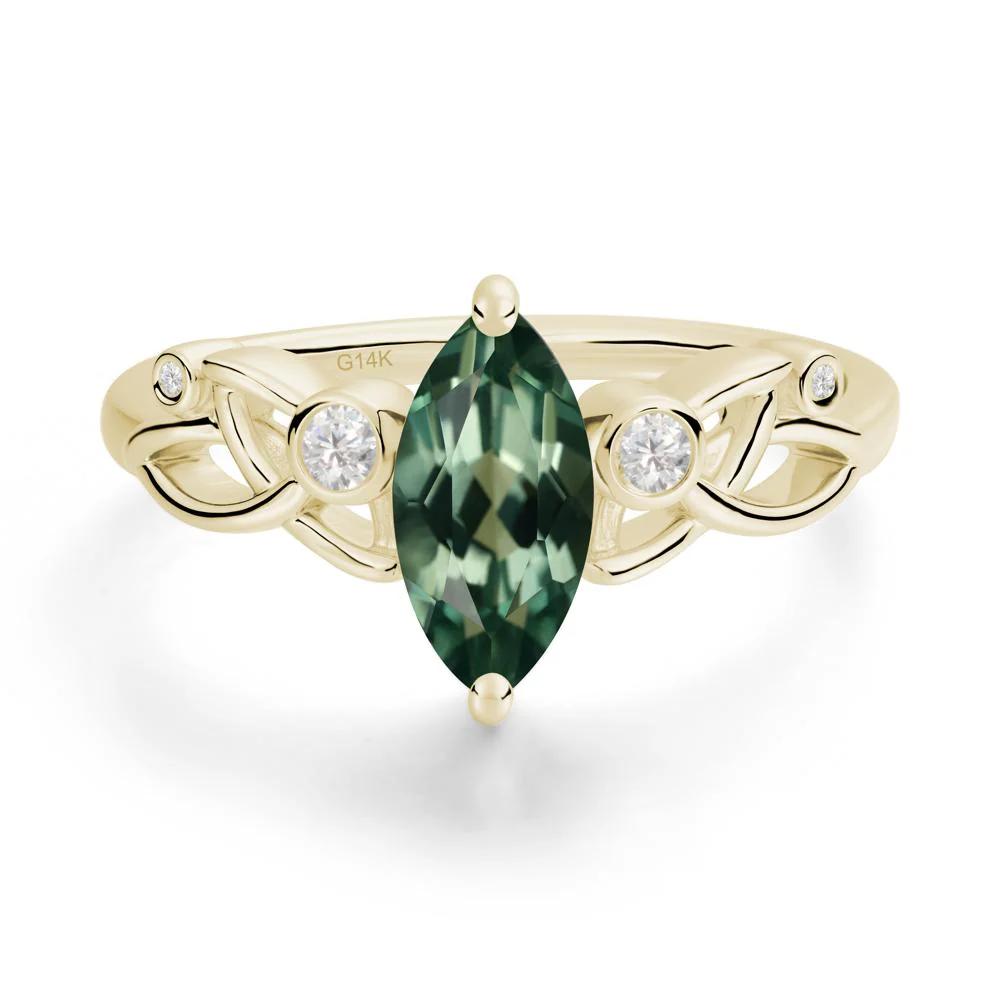 Marquise Cut Green Sapphire Celtic Ring - Image 5