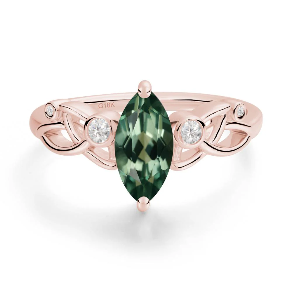 Marquise Cut Green Sapphire Celtic Ring - Image 7