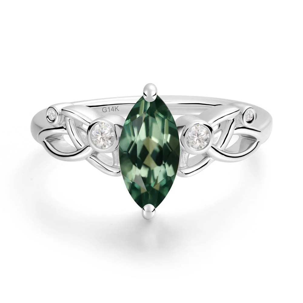 Marquise Cut Green Sapphire Celtic Ring - Image 8