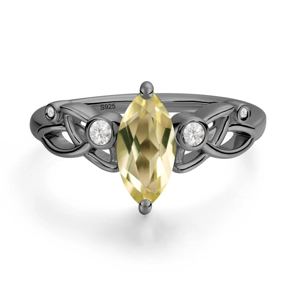 Marquise Cut Lemon Quartz Celtic Ring - Image 2