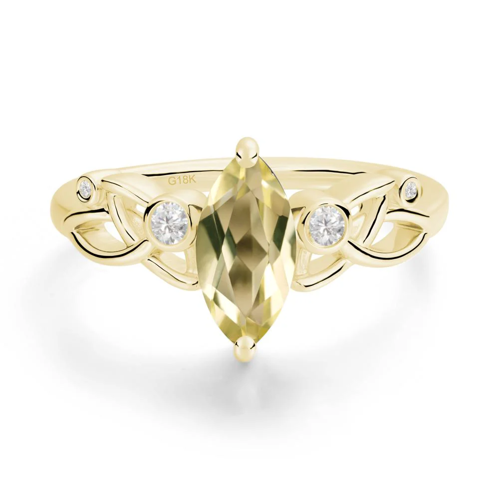 Marquise Cut Lemon Quartz Celtic Ring - Image 5