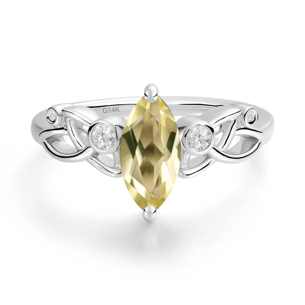 Marquise Cut Lemon Quartz Celtic Ring - Image 8