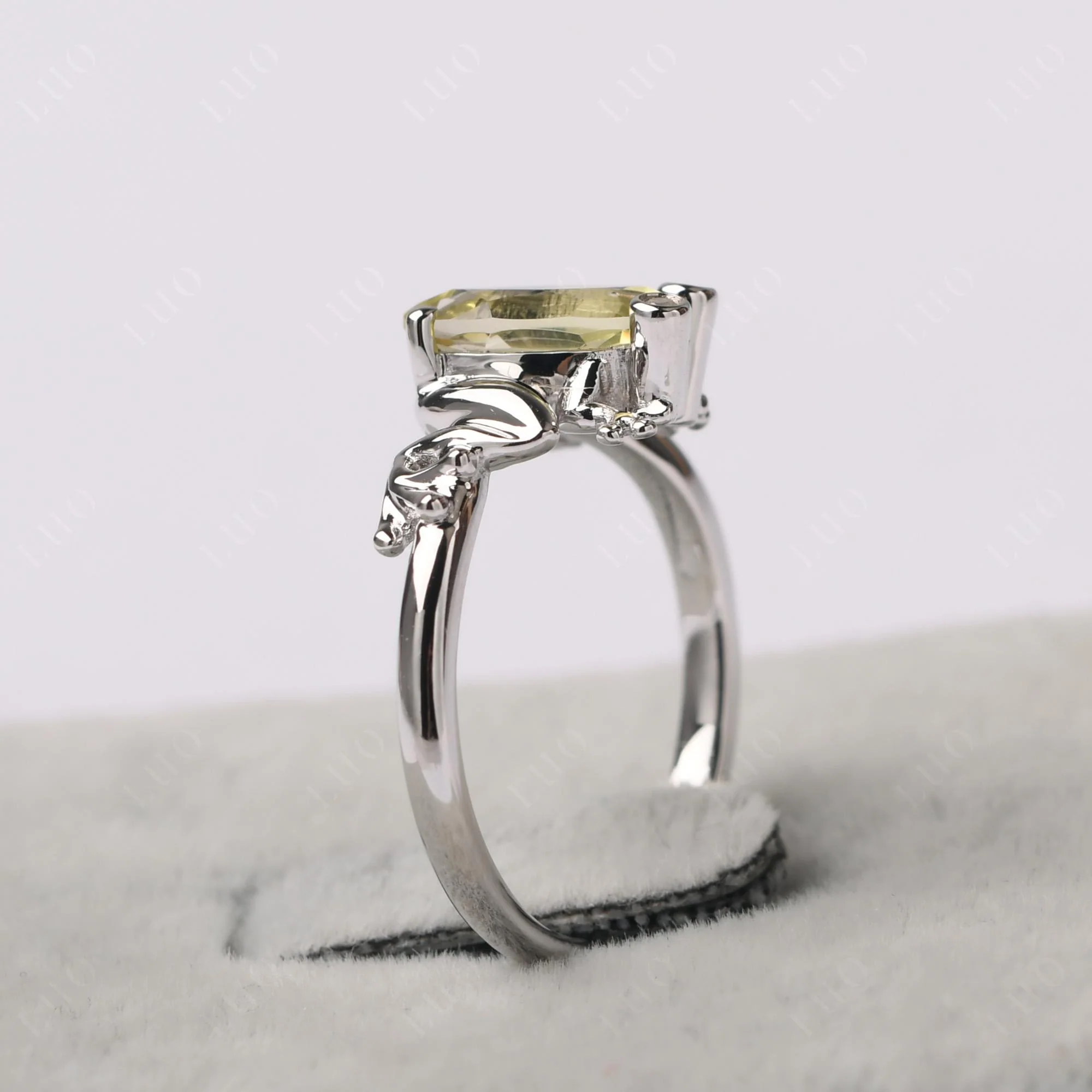 Marquise Cut Lemon Quartz Frog Ring - Image 13