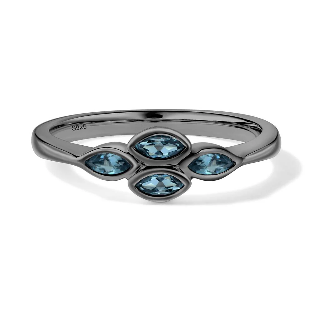 Marquise Cut London Blue Topaz Bezel Cluster Ring
