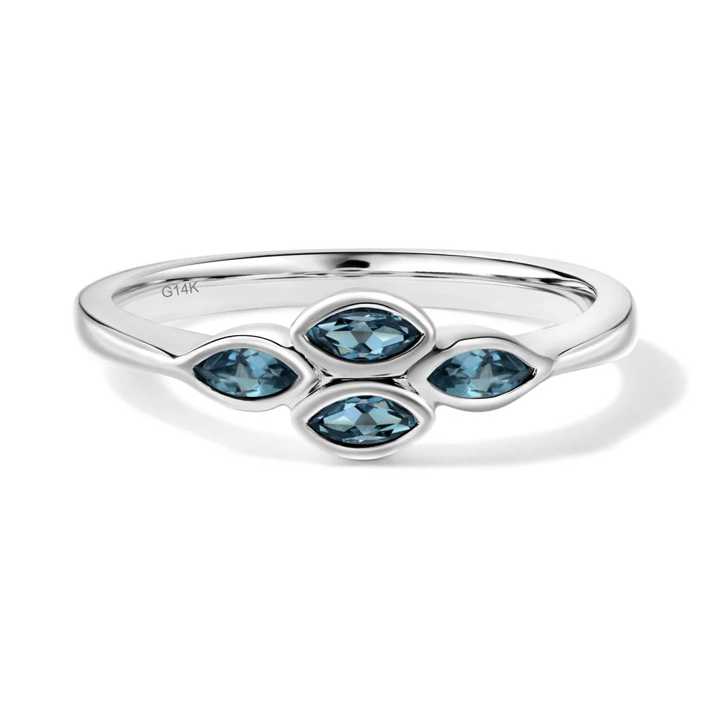 Marquise Cut London Blue Topaz Bezel Cluster Ring - Image 3