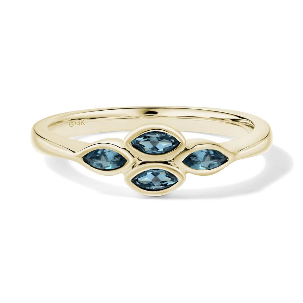 Marquise Cut London Blue Topaz Bezel Cluster Ring - Image 5