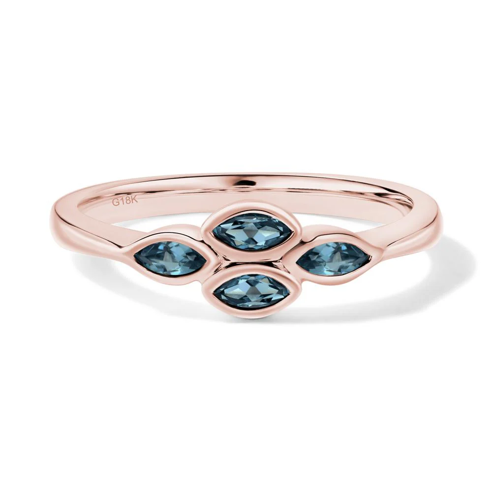Marquise Cut London Blue Topaz Bezel Cluster Ring - Image 6