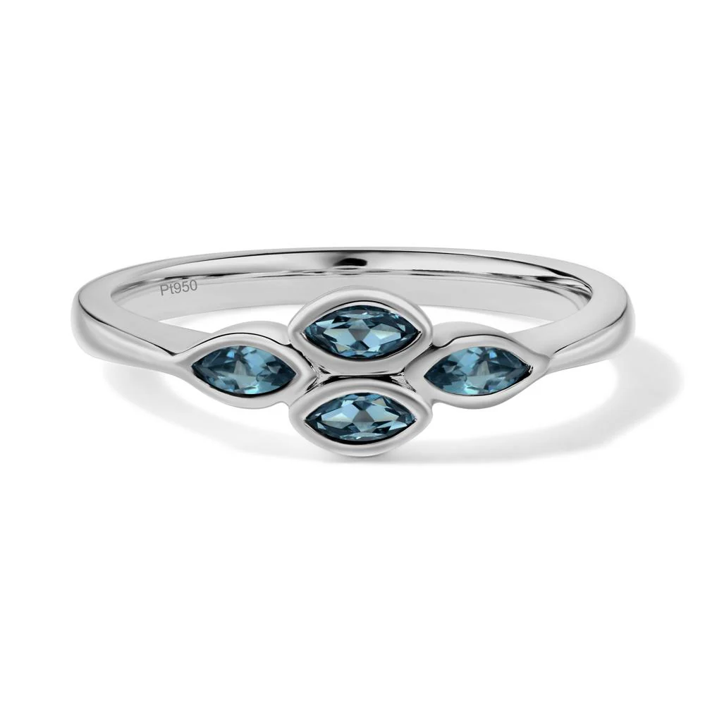 Marquise Cut London Blue Topaz Bezel Cluster Ring - Image 7