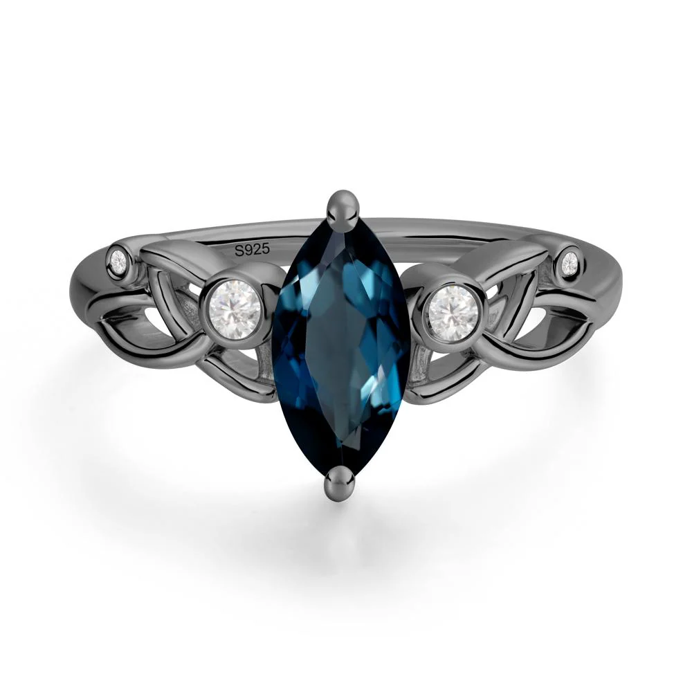 Marquise Cut London Blue Topaz Celtic Ring