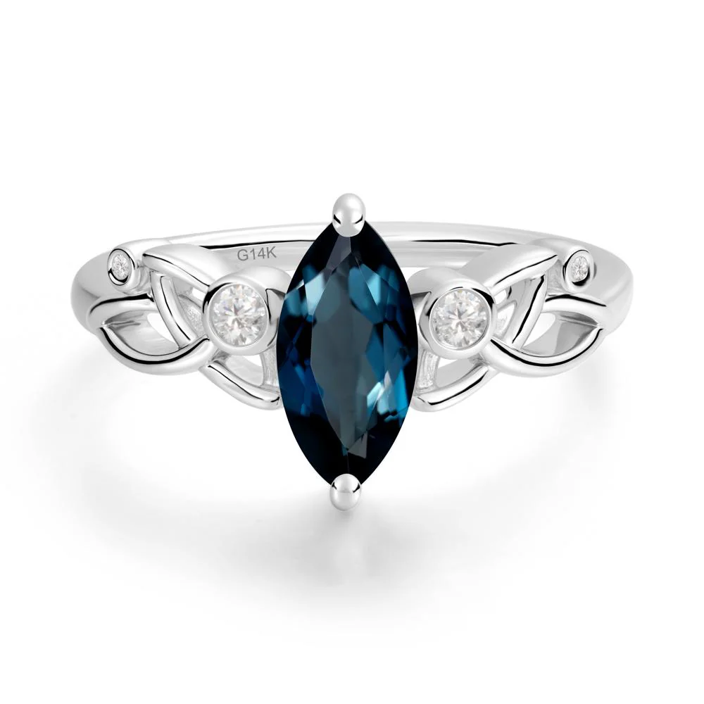Marquise Cut London Blue Topaz Celtic Ring - Image 3