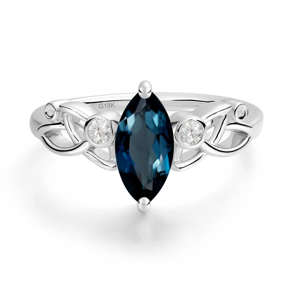 Marquise Cut London Blue Topaz Celtic Ring - Image 6