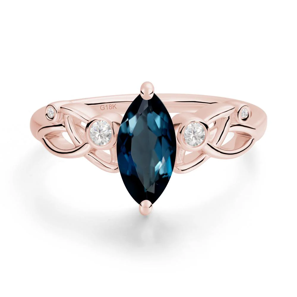 Marquise Cut London Blue Topaz Celtic Ring - Image 8