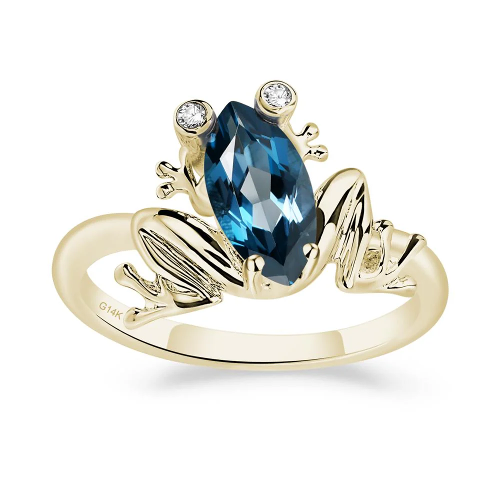 London Blue Topaz Ring with Frog - Image 4