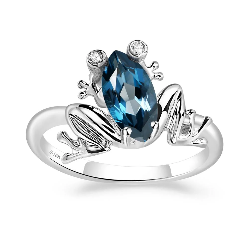 London Blue Topaz Ring with Frog - Image 7