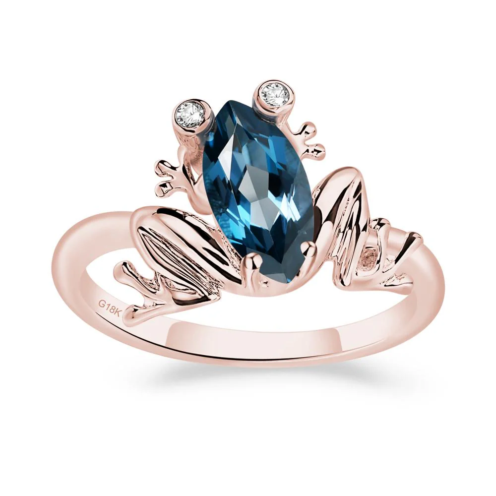 London Blue Topaz Ring with Frog - Image 9