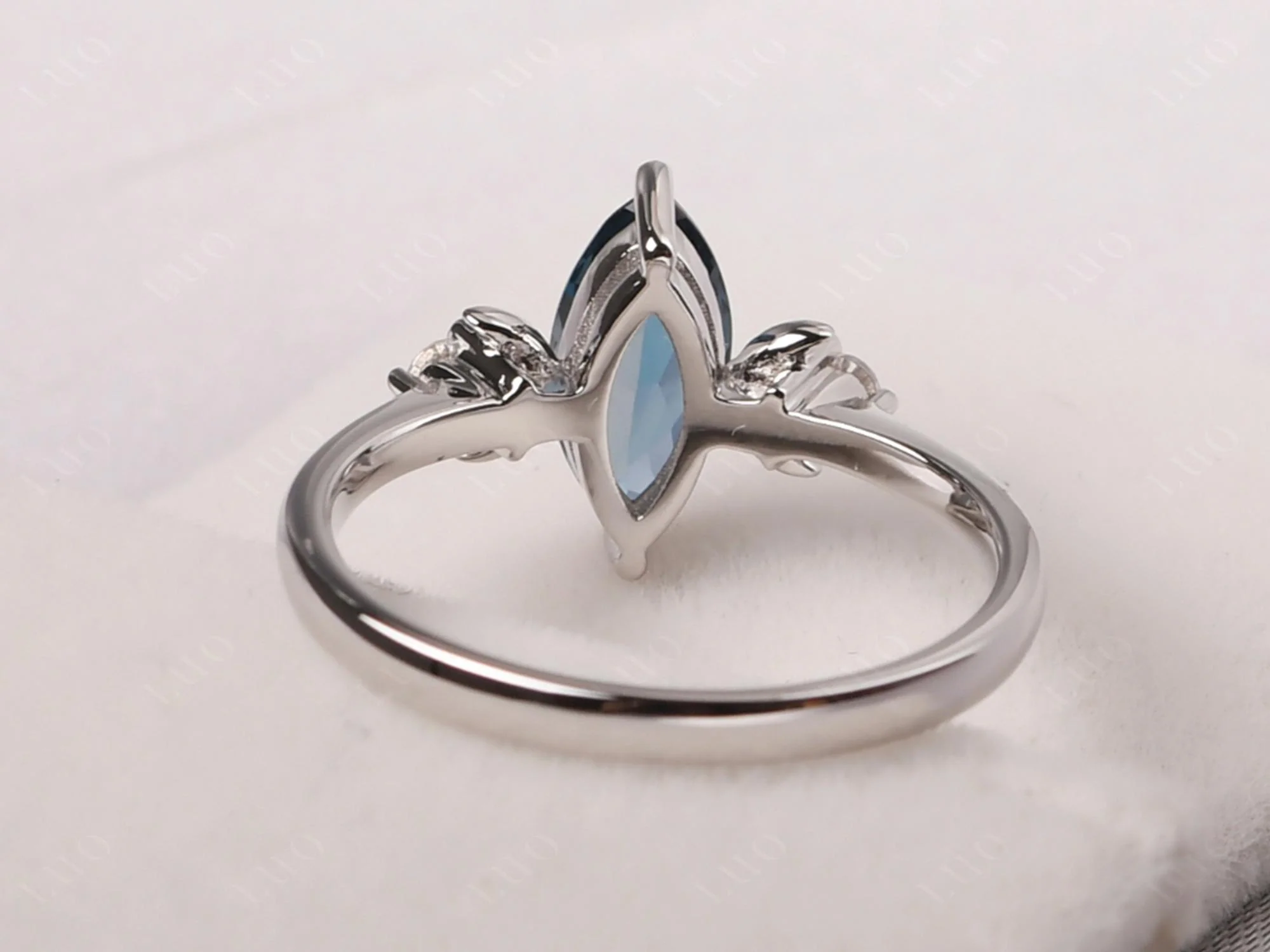 London Blue Topaz Double Moon Ring - Image 12