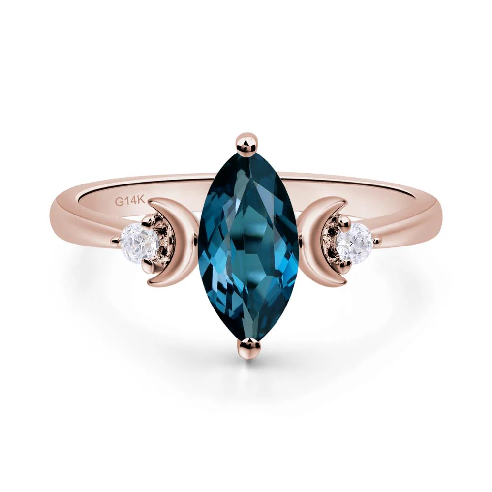 London Blue Topaz Double Moon Ring - Image 5