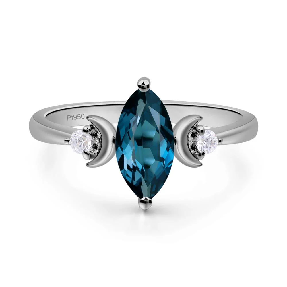 London Blue Topaz Double Moon Ring - Image 6