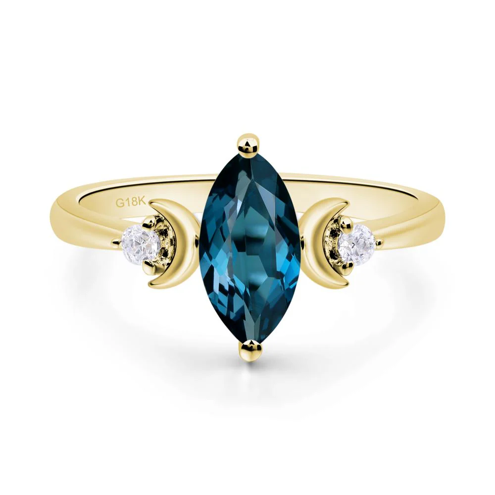 London Blue Topaz Double Moon Ring - Image 8
