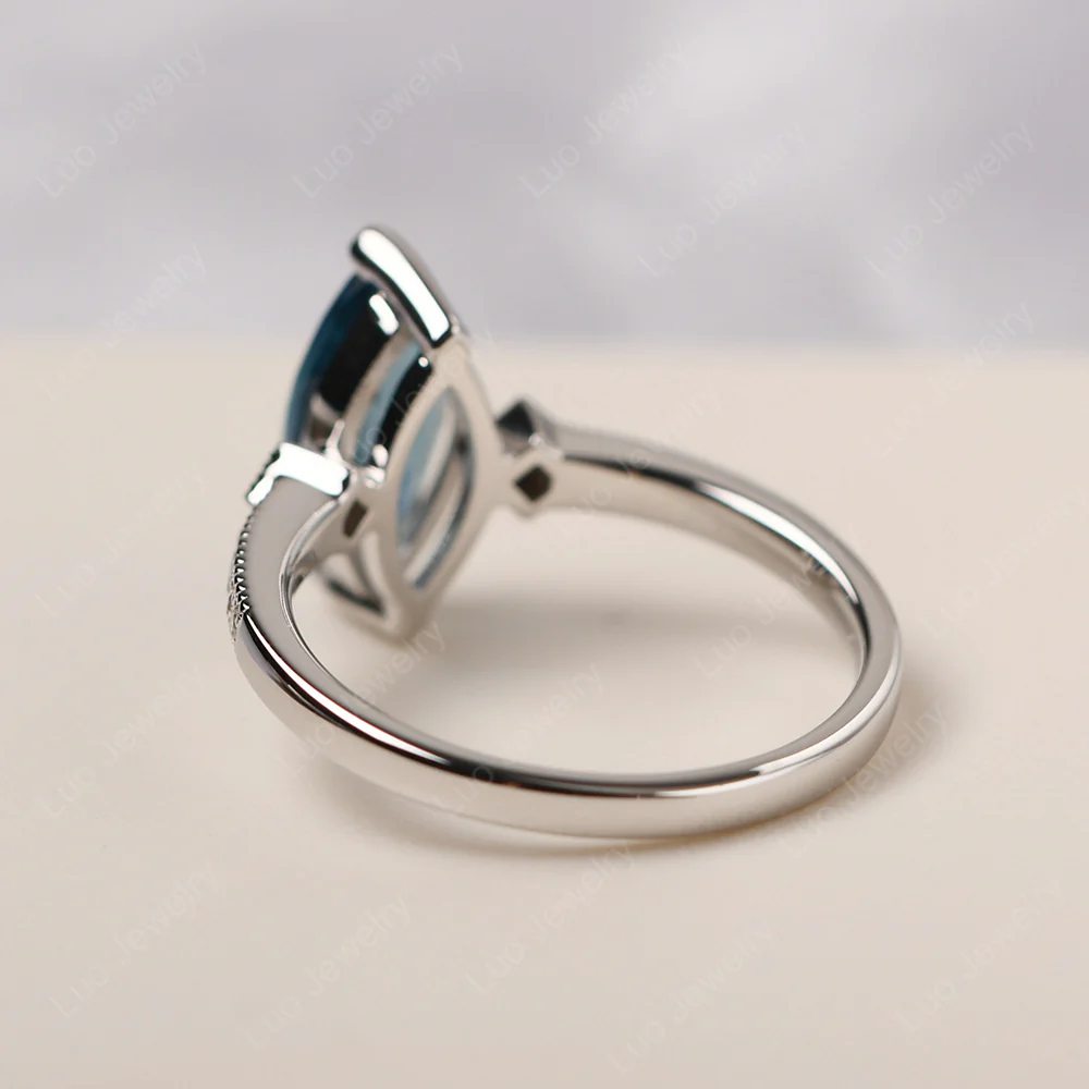 Marquise Cut London Blue Topaz Promise Ring - Image 3
