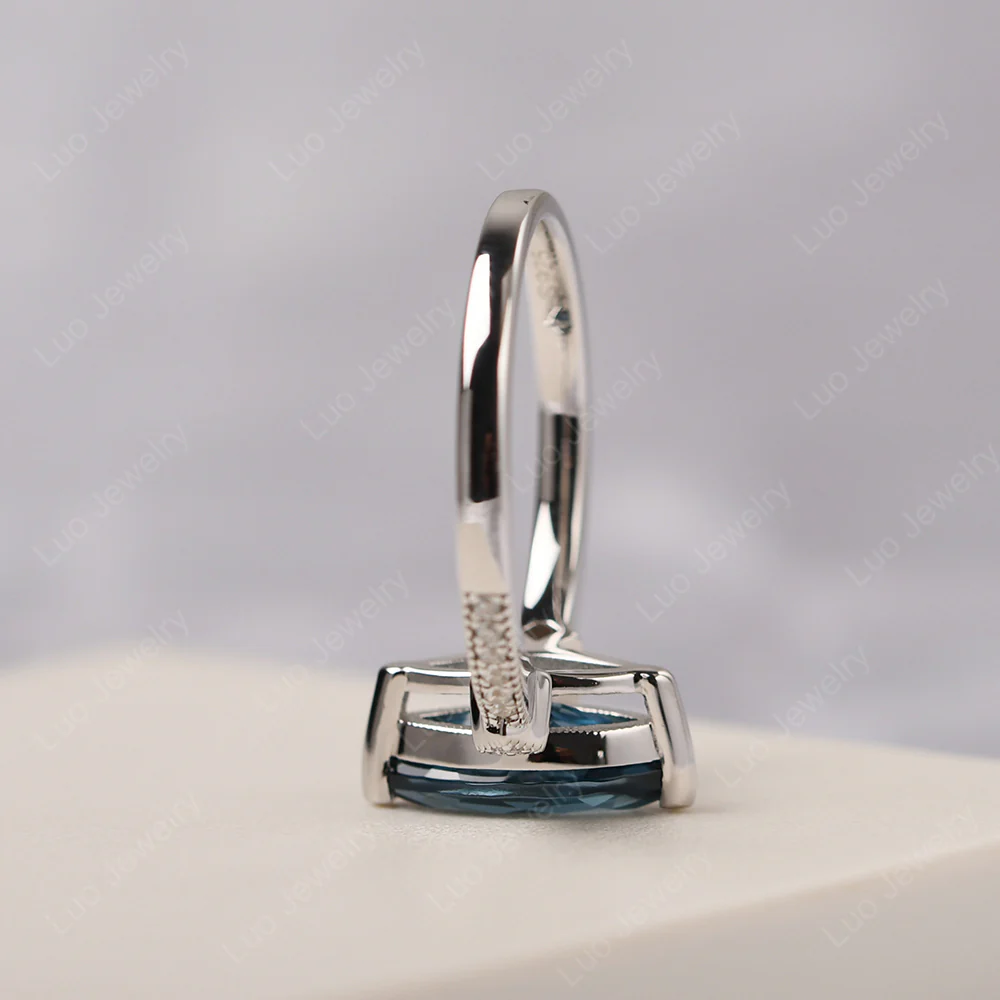 Marquise Cut London Blue Topaz Promise Ring - Image 4