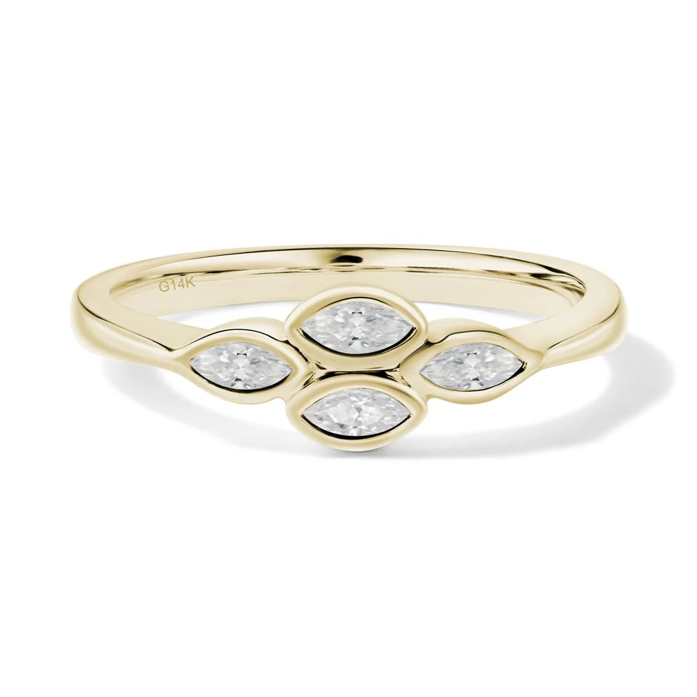 Marquise Cut Moissanite Bezel Cluster Ring - Image 4