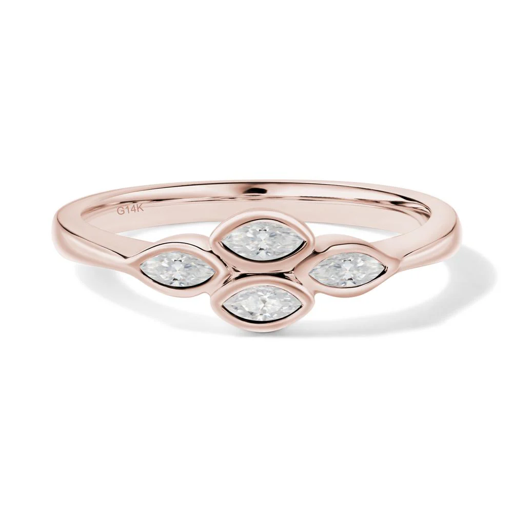 Marquise Cut Moissanite Bezel Cluster Ring - Image 5