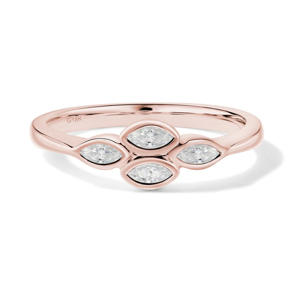 Marquise Cut Moissanite Bezel Cluster Ring - Image 7