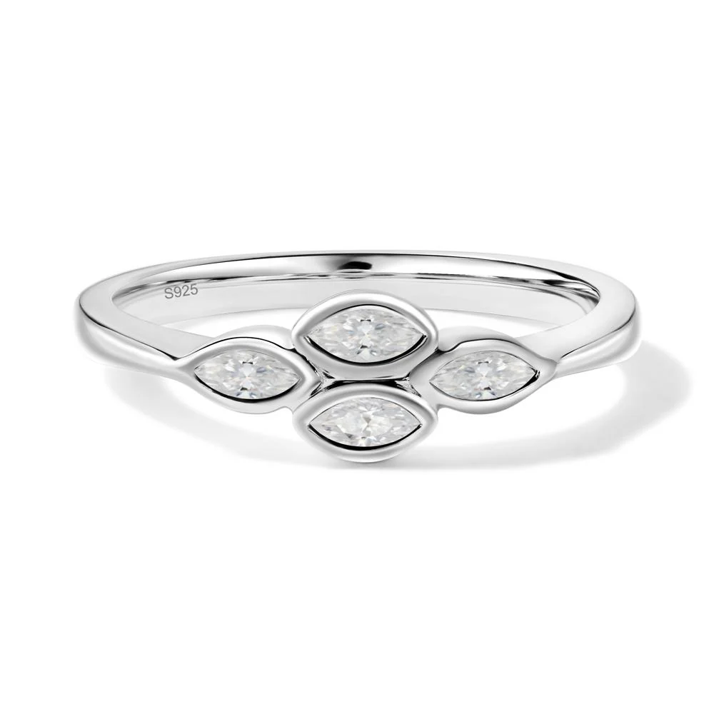 Marquise Cut Moissanite Bezel Cluster Ring - Image 9