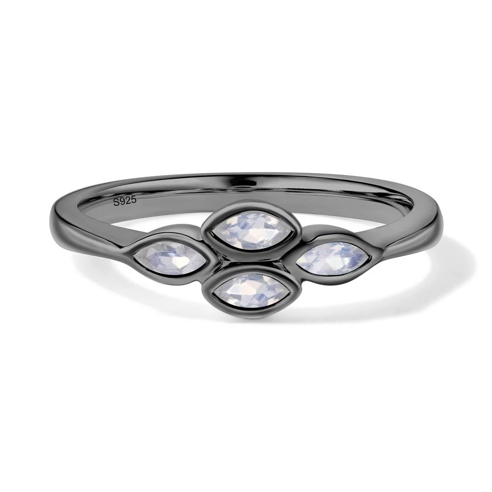 Marquise Cut Moonstone Bezel Cluster Ring - Image 5