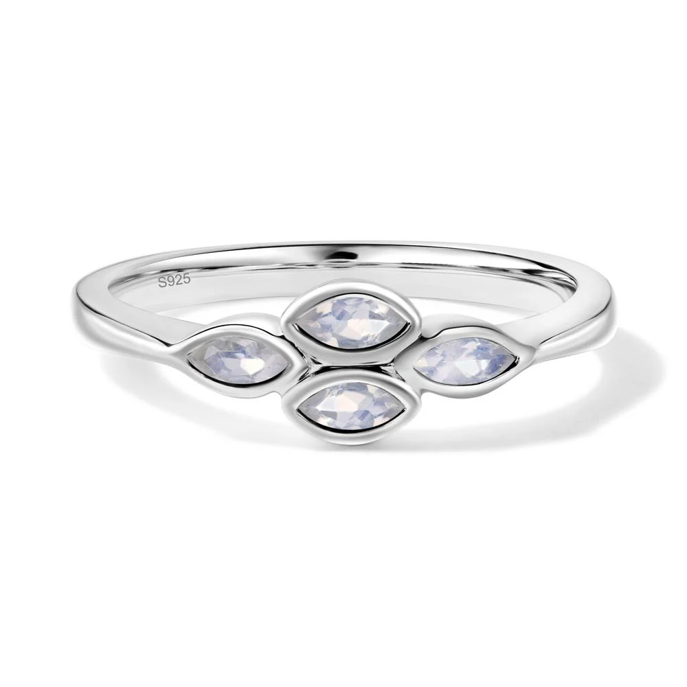 Marquise Cut Moonstone Bezel Cluster Ring - Image 7