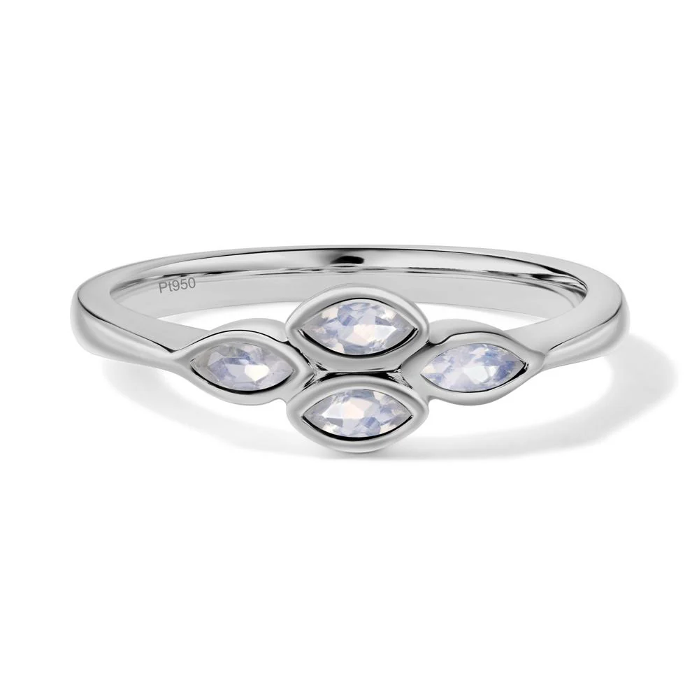 Marquise Cut Moonstone Bezel Cluster Ring - Image 9