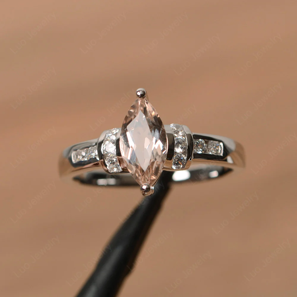 Marquise Cut Morganite Engagement Ring