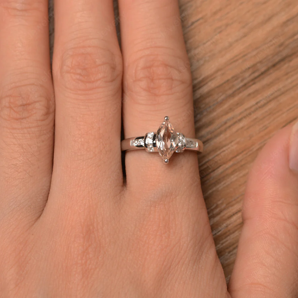 Marquise Cut Morganite Engagement Ring - Image 4