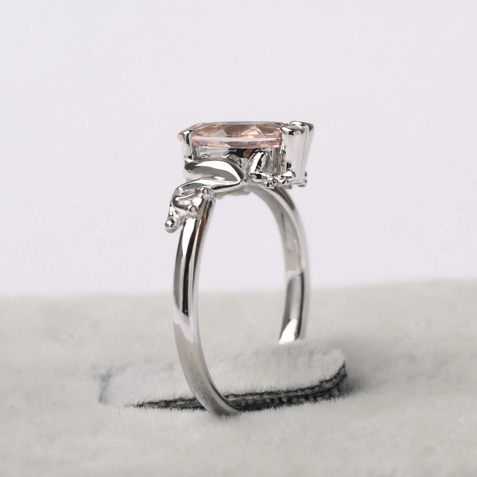Marquise Cut Morganite Frog Ring - Image 13