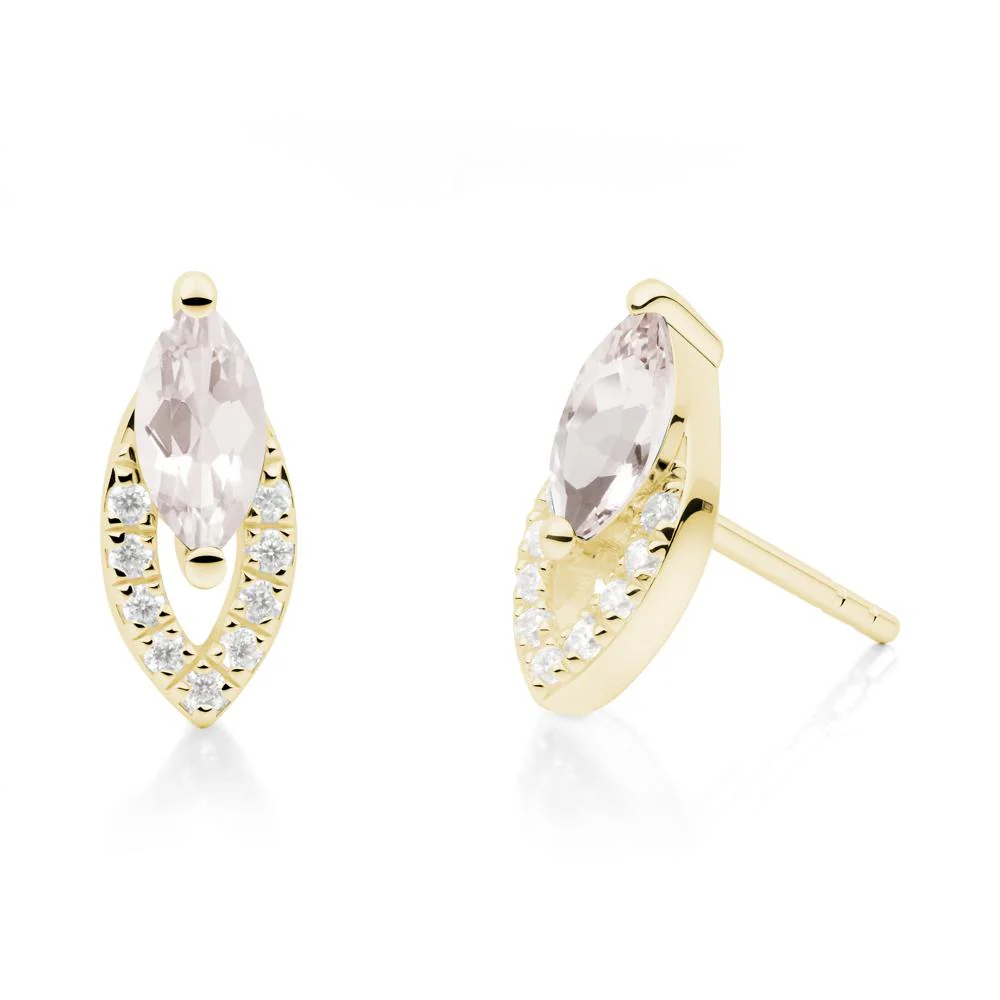 Marquise Cut Morganite Halo Stud Earrings - Image 4