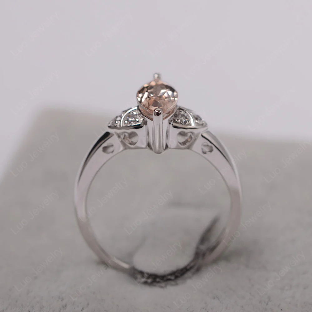 Marquise Cut Morganite Ring - Image 3