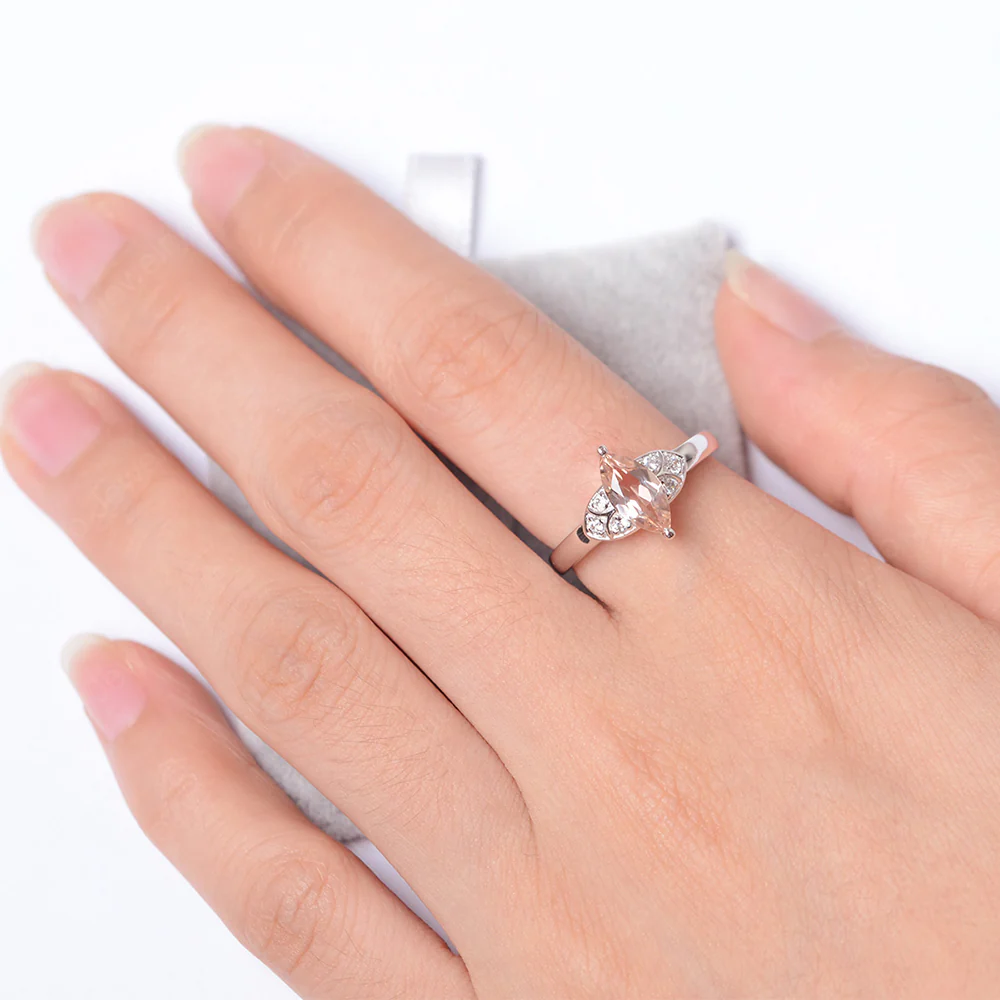 Marquise Cut Morganite Ring - Image 4