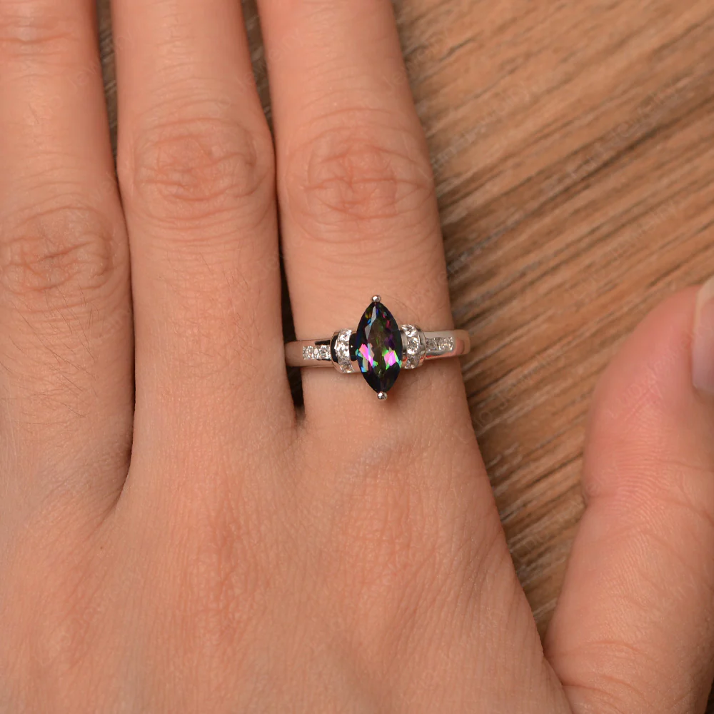 Marquise Cut Mystic Topaz Engagement Ring - Image 4