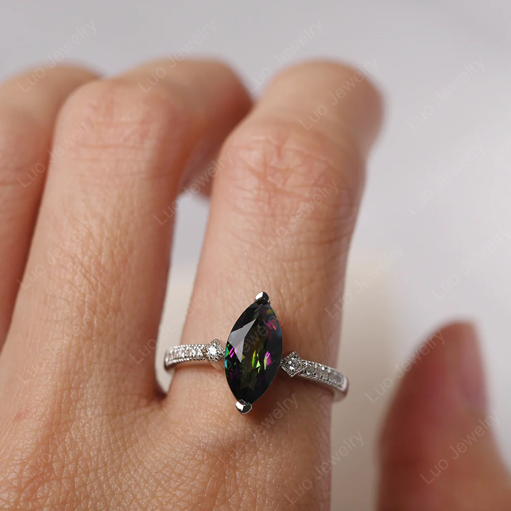 Marquise Cut Mystic Topaz Promise Ring - Image 5