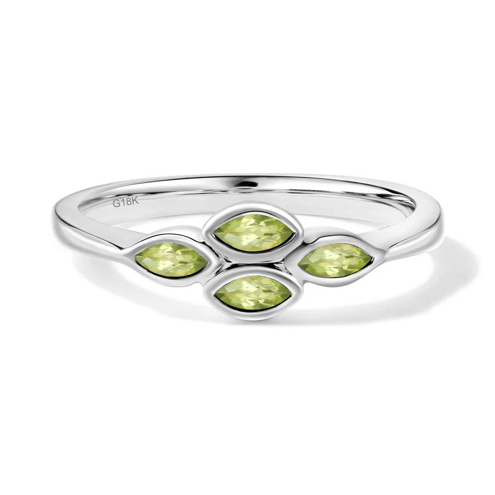 Marquise Cut Peridot Bezel Cluster Ring - Image 2