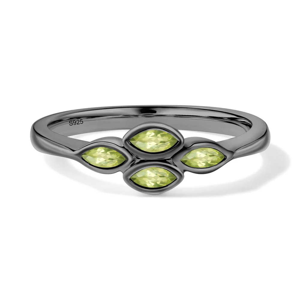 Marquise Cut Peridot Bezel Cluster Ring - Image 4